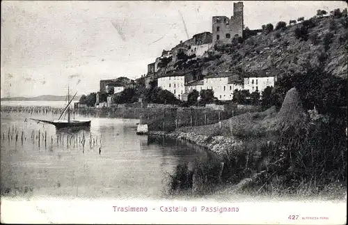 Ak Passignano sul Trasimeno Perugia Umbria, Lago Trasimeno, Castello di Passignano