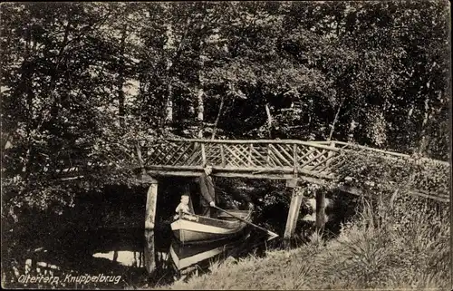 Ak Olterterp Friesland Niederlande, Knuppelbrug, Ruderboot