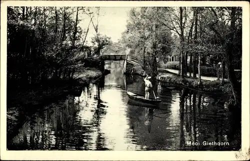 Ak Giethoorn Overijssel Niederlande, Mooi, Ruderpartie