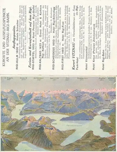 Landkarten Klapp Ak Vitznau Kanton Luzern, Rigibahn, Zahnradbahn, Vierwaldstättersee