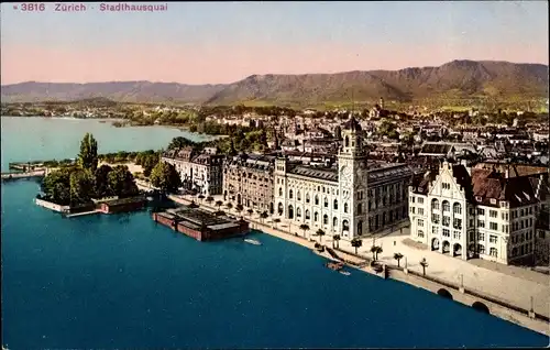 Ak Zürich Stadt Schweiz, Stadthausquai
