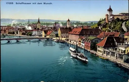 Ak Schaffhausen am Rhein Schweiz, Stadt mit dem Munoth