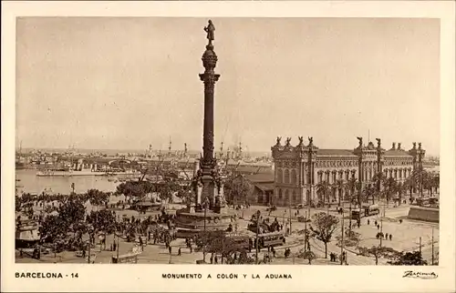 Ak Barcelona Katalonien Spanien, Partie am Denkmal