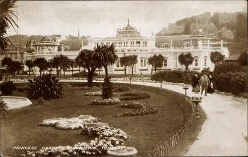 Ak Torquay Devon England, Princess Gardens & Pavilion