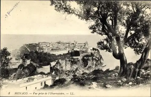 Postkarte Monaco, Blick vom Observatorium