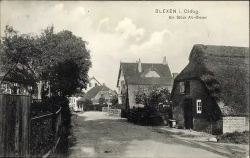 Ak Blexen Nordenham Oldenburg, Blick auf alte Häuser