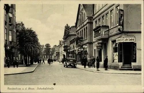 Ak Nordenham im Oldenburger Land, Bahnhofstraße, Café Central