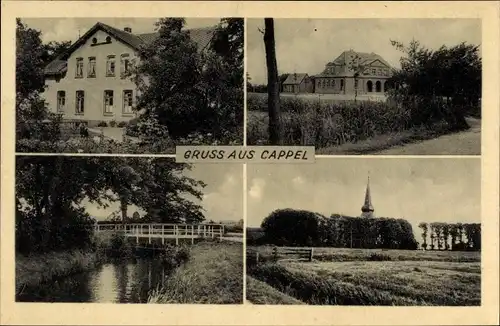 Ak Cappel Wurster Nordseeküste, Teilansichten, Brücke, Kirche