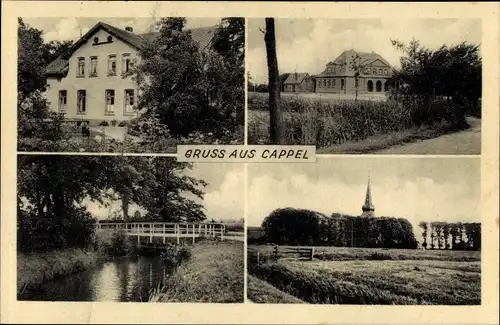 Ak Cappel Wurster Nordseeküste, Gebäude, Fluss, Brücke