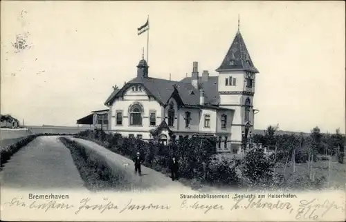 Ak Bremerhaven, Strandetablissement Seelust am Kaiserhafen