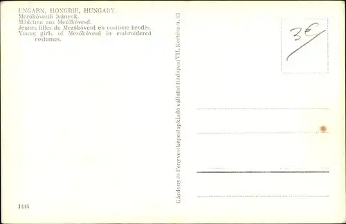 Ak Ungarn, Mädchen aus Meszökövesd in Trachten
