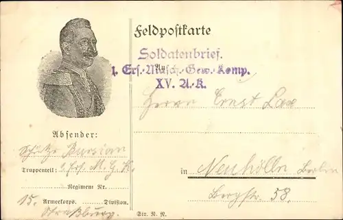 Ak Kaiser Wilhelm II, Portrait