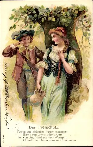 Präge Litho Der Freischütz, Kommt ein schlanker Bursch gegangen