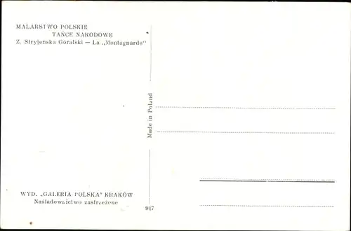 Künstler Ak Stryjenska, La Montagnarde, Paar in polnischen Trachten, Tänzer