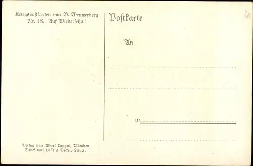 Künstler Ak Wennerberg, Bruno, Auf Wiedersehen, winkende Frauen, Kriegsschiff