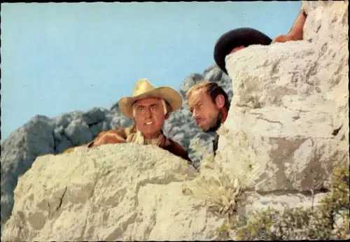 Ak Filmszene aus Unter Geiern, Stewart Granger, Karl May, Old Surehand