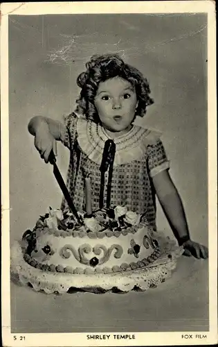 Ak Schauspielerin Shirley Temple, Portrait, Torte, Fox Film