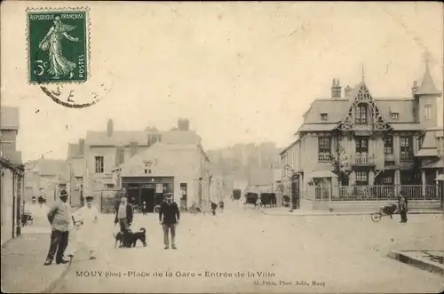 Ak Mouy-Oise, Place de la Gare, Eingang zur Stadt