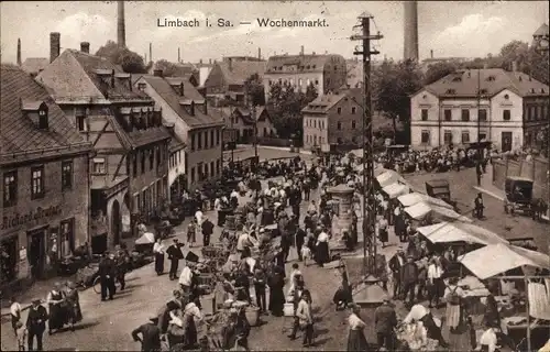 Ak Limbach in Sachsen, Wochenmarkt