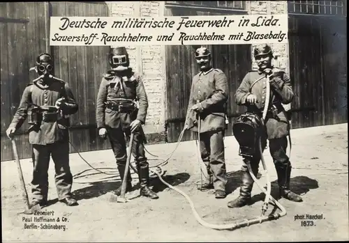 Ak Lida Weißrussland, Deutsche militärische Feuerwehr, Sauerstoff-Rauchhelme