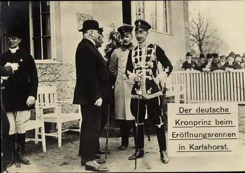 Ak Berlin Lichtenberg Karlshorst, Kronprinz Wilhelm von Preußen, Eröffnungsrennen