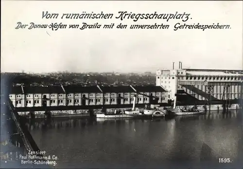 Ak Brăila Rumänien, Rumänischer Kriegsschauplatz, Hafen, Getreidespeicher, I WK