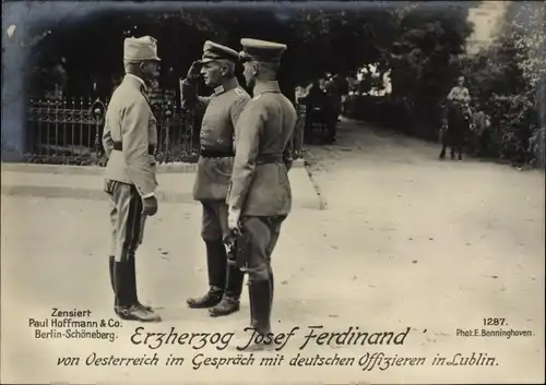Ak Erzherzog Josef Ferdinand im Gespräch mit deutschen Offizieren in Lublin, Polen