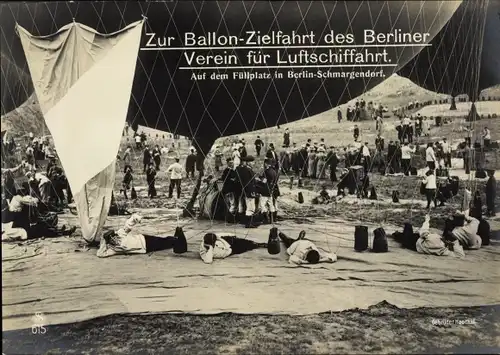 Ak Berlin Wilmersdorf Schmargendorf, Ballon-Zielfahrt, Verein für Luftschifffahrt, Heißluftballon