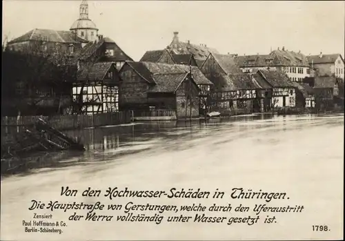 Ak Gerstungen in Thüringen, Hauptstraße, Hochwasser-Schäden