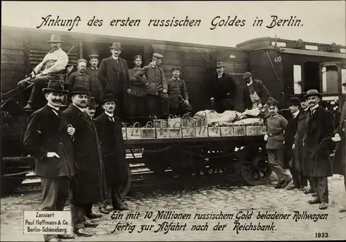 Ak Ankunft es ersten russischen Goldes in Berlin, Abfahrt zur Reichsbank