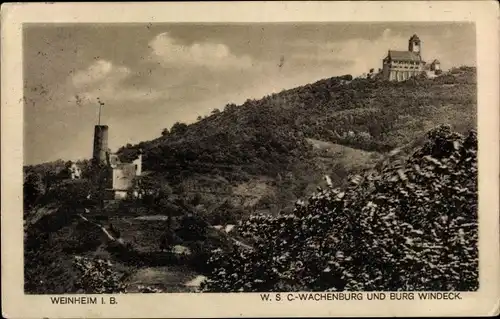Ak Weinheim an der Bergstraße Baden, WSC Wachenburg, Burg Windeck