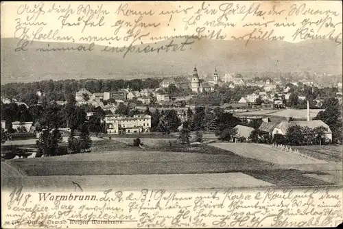 Ak Cieplice Śląskie Zdrój Bad Warmbrunn Riesengebirge Schlesien, Totalansicht