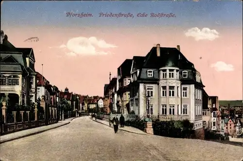 Ak Pforzheim im Schwarzwald, Friedenstraße, Ecke Rodstraße