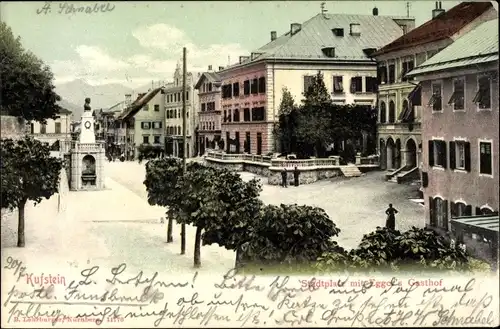 Ak Kufstein in Tirol, Stadtplatz, Egger's Gasthof