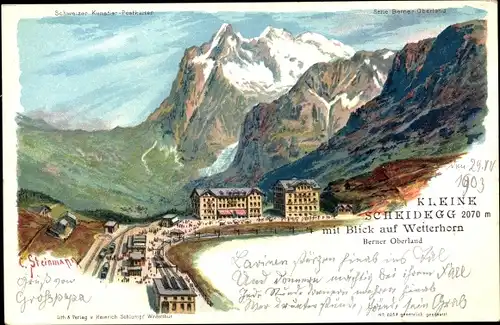 Künstler Litho Steinmann, C., Kanton Bern, Berner Oberland, Kleine Scheidegg, Wetterhorn