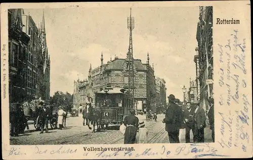 Ak Rotterdam Südholland Niederlande, Vollenhovenstraat, Pferdestraßenbahn 14