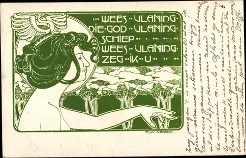 Jugendstil Künstler Ak Niederlande, Wees Ulaming, die God, zeg ik u