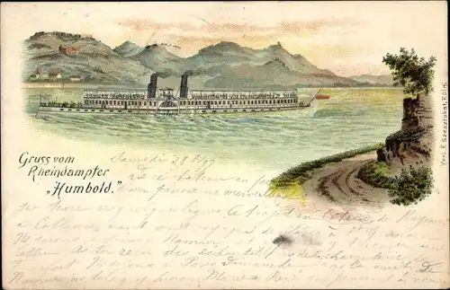 Litho Rheindampfer Humbold