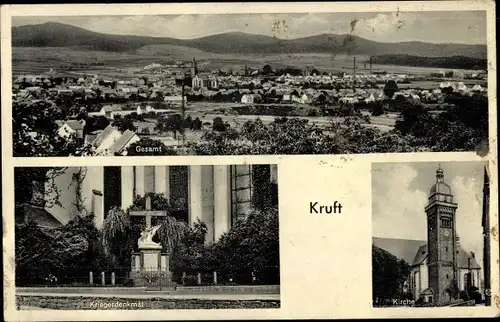 Ak Kruft am Laacher See, Panorama, Kriegerdenkmal, Kirche