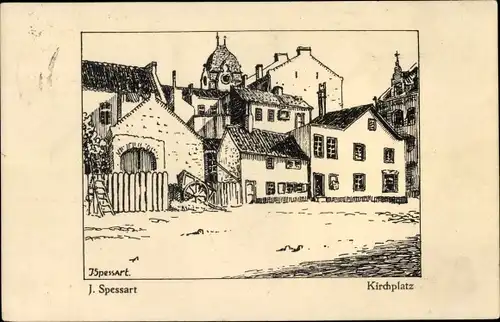 Künstler Ak Spessart, J., Euskirchen Nordrhein Westfalen, Kirchplatz