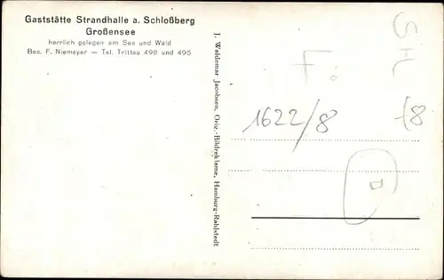 Ak Großensee in Holstein, Gaststätte Schlossberg, Bes. F. Niemeier