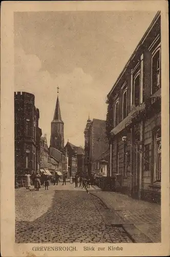 Ak Grevenbroich in Westfalen, Straßenpartie, Kirche