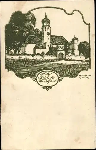 Künstler Ak Selzer, Kornhöfstadt Scheinfeld Mittelfranken, Katholische Kirche