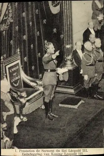 Ak König Leopold III. von Belgien, Prestation de Serment