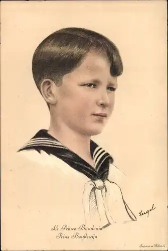 Künstler Ak Prinz Baudouin von Belgien, Portrait