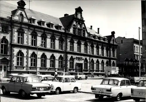 Foto Ak Gera in Thüringen, Post, Parkplatz, Autos