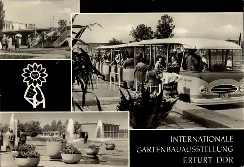 Ak Erfurt in Thüringen, Internationale Gartenbauausstellung, Omnibus