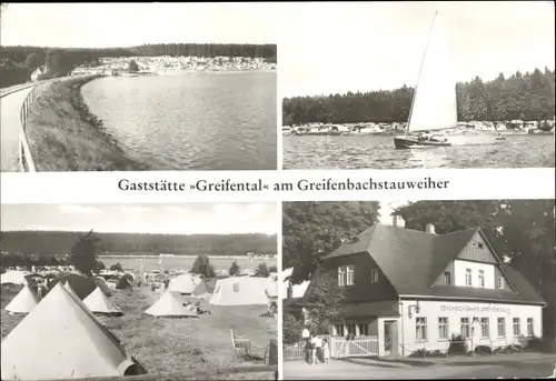 Ak Geyer im Erzgebirge Sachsen, Gaststätte Greifental am Greifenbachstauweiher, Zeltplatz