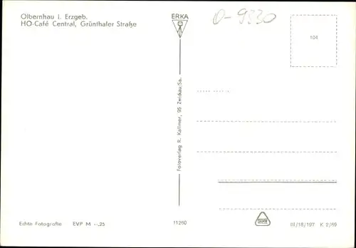 Ak Olbernhau im Erzgebirge Sachsen, HO-Cafe Central, Grünthaler Straße