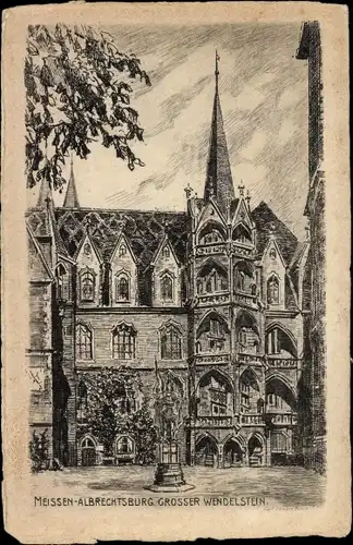Künstler Ak Meißen an der Elbe, Albrechtsburg, Großer Wendelstein